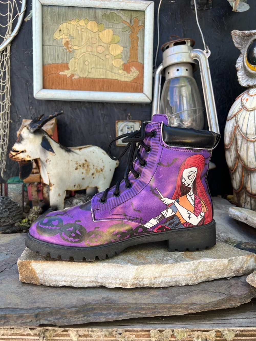 Nightmare Before Christmas Gothic Skull Combat Boots - Picture 3 of 7
